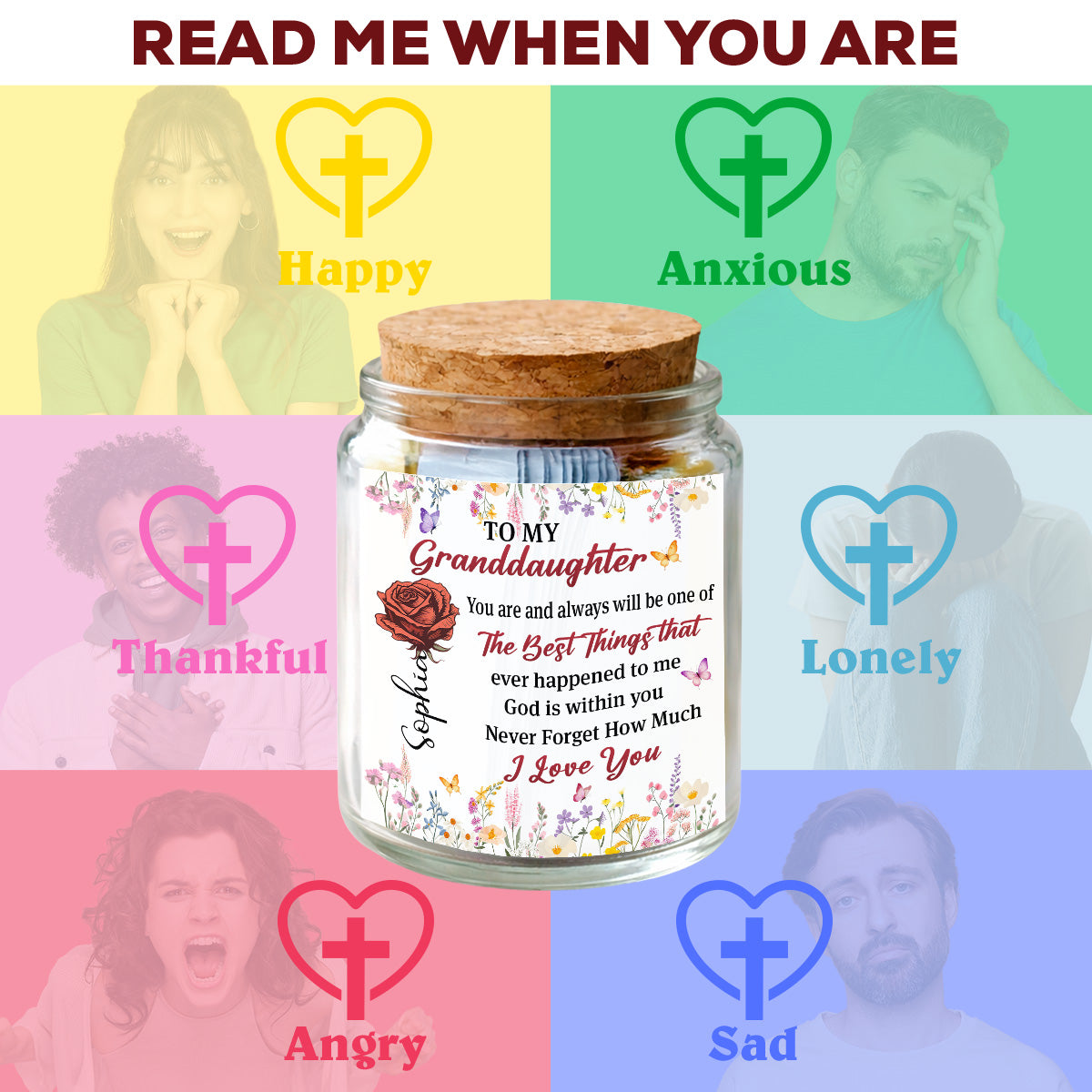 To My Granddaughter - Personalized Custom Bible Verses Jar