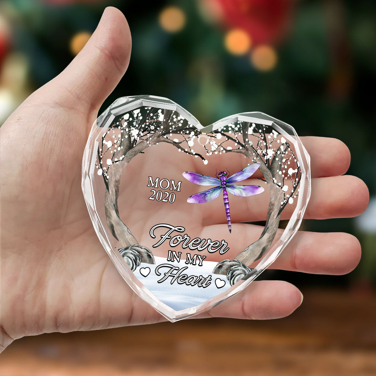 Custom Memorial Christmas Ornament, Sympathy Keepsake •  Beside You Forever - Personalized Glass Ornament