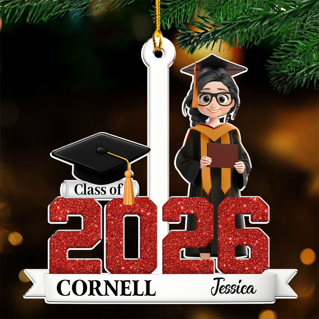 Custom Family Ornament, Christmas Gift for Family Members •  With Flying Colors - Personalized 3D Effect Acrylic Ornament