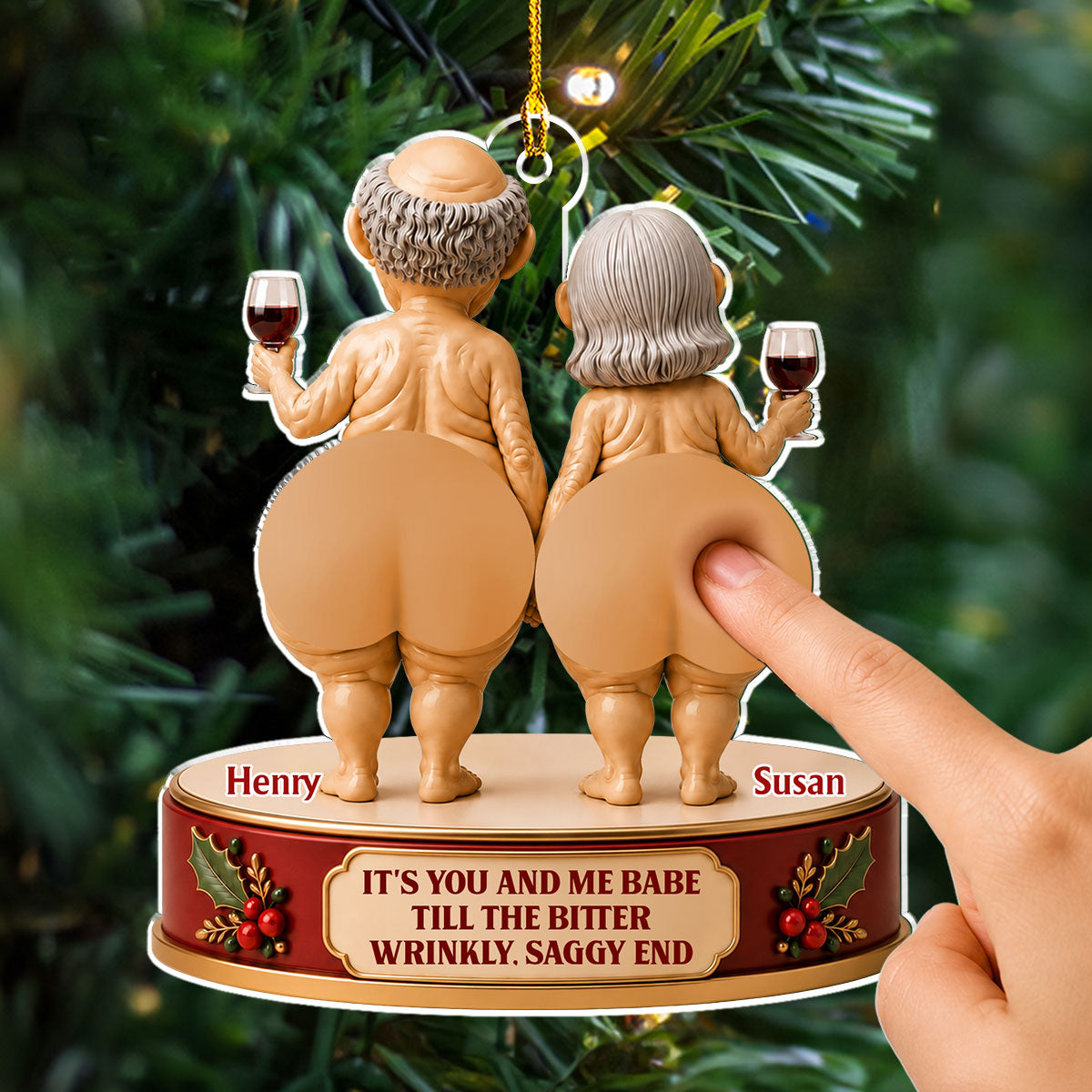 Custom Couple Christmas Ornament, Anniversary Gift •  You And Me - Personalized Dual Squishy Acrylic Ornament