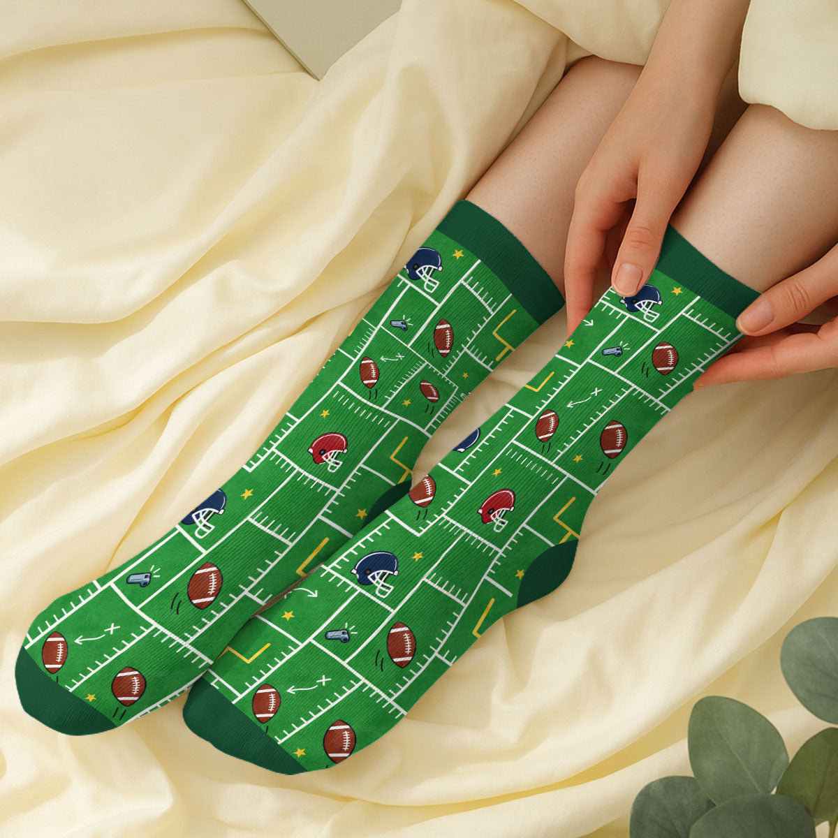Custom Name Football Fan Footwear, Game Day Christmas Gift • Do Not Disturb - Personalized Crew Socks