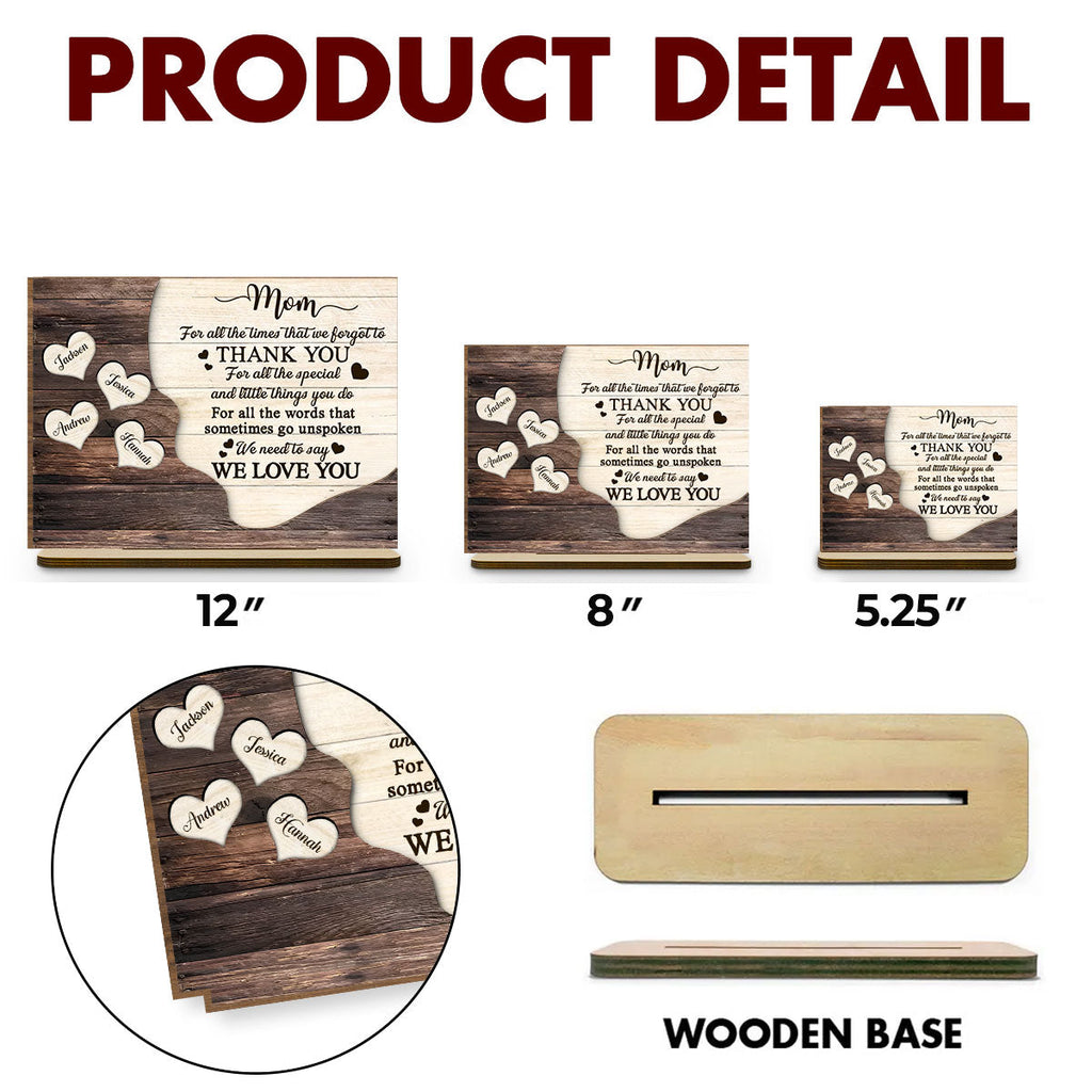 Custom Mother's Day Decor, Gift for Mom & Grandma • Thank You Mommy - Personalized 2-Layer Wood Plaque With Flat Base