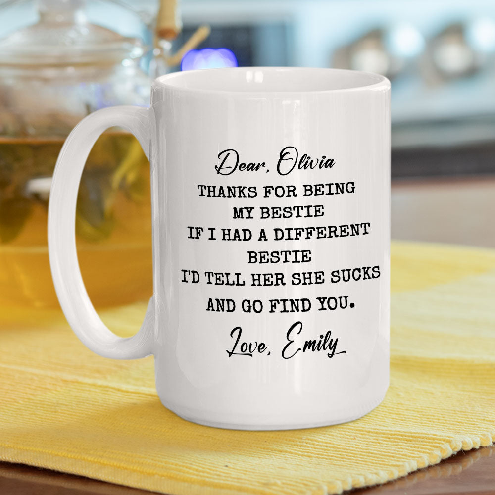 Custom Best Friend, Christmas & Birthday Friendship Keepsake Gift • A Different Bestie - Personalized Coffee Mug
