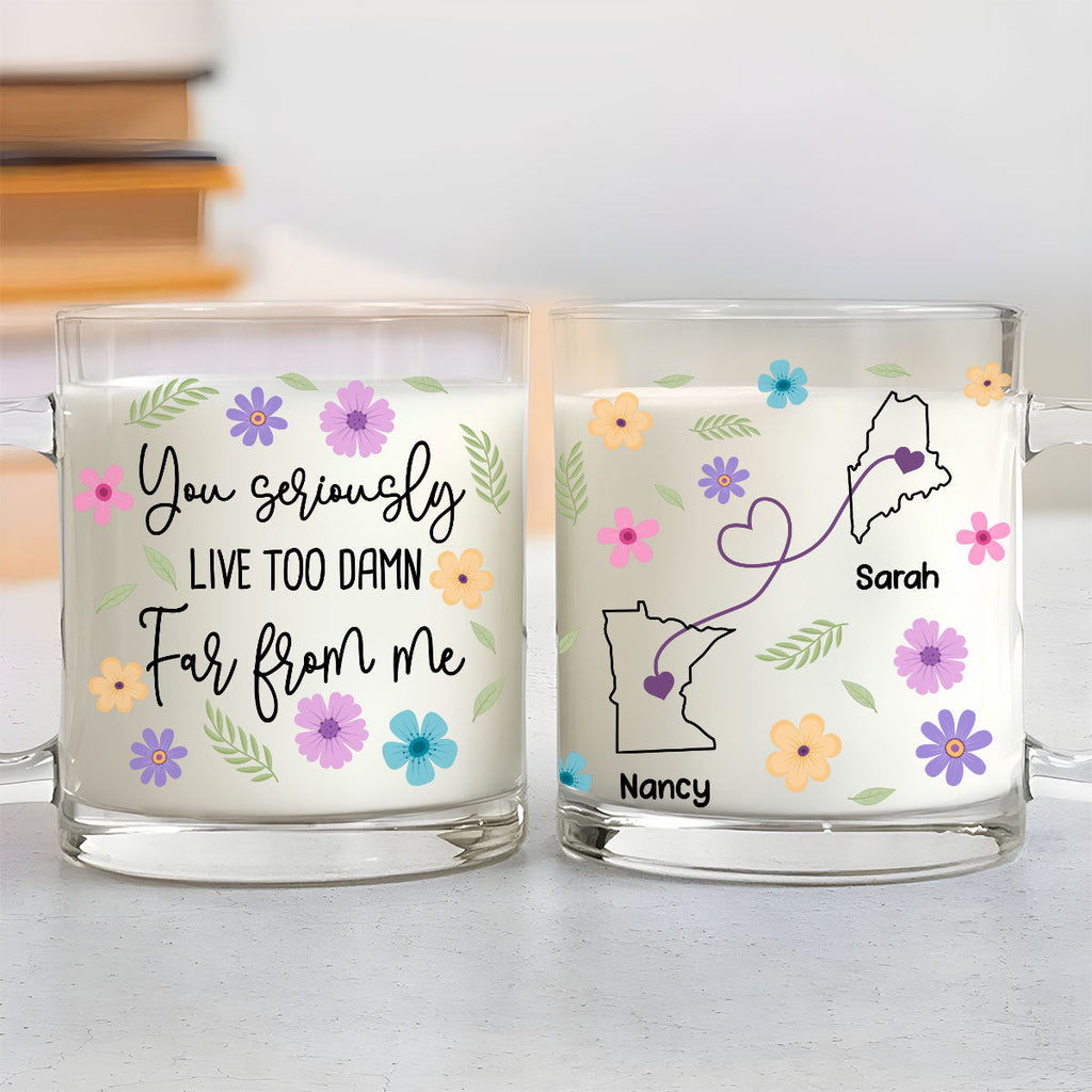 Custom Best Friend, Christmas & Birthday Friendship Keepsake Gift • Hate Being This Far - Personalized Glass Mug
