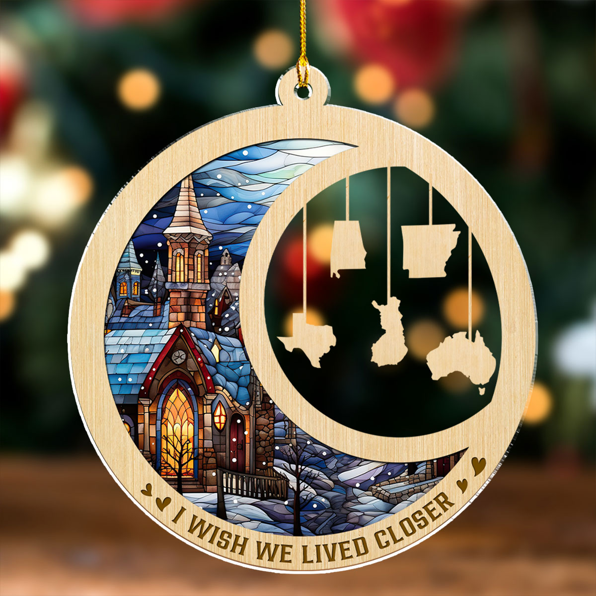 Custom Friendship Christmas Ornament, Best Friend Gift •  I Wish We Lived Closer Ver 2- Personalized Acrylic Ornament