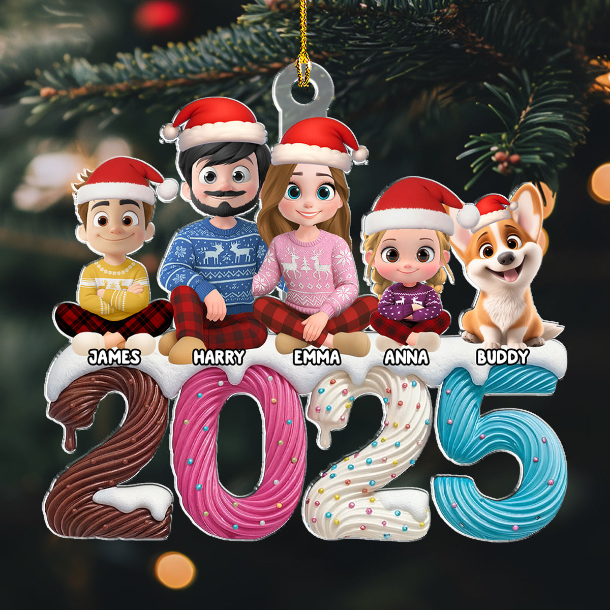 Custom Family Ornament, Christmas Gift for Family Members •  We And Our Kids Cream - Personalized Acrylic Ornament
