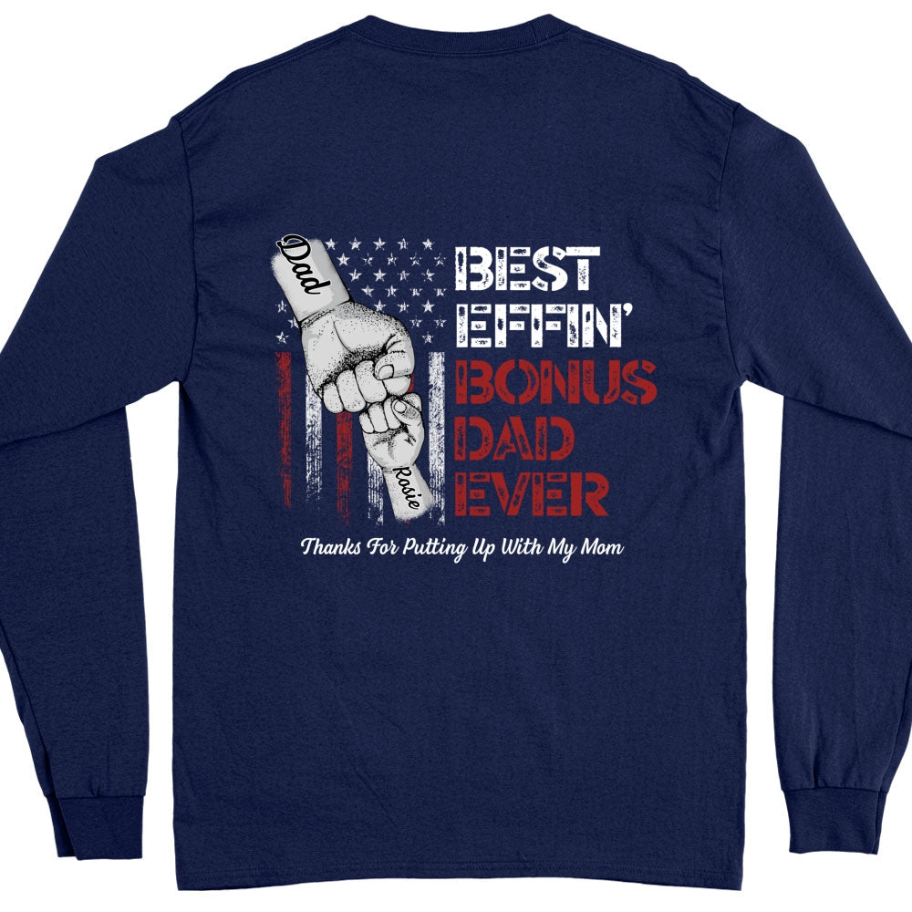 Custom Christmas & Birthday Keepsake Gift • Best Bonus Dad Ever - Personalized Shirt