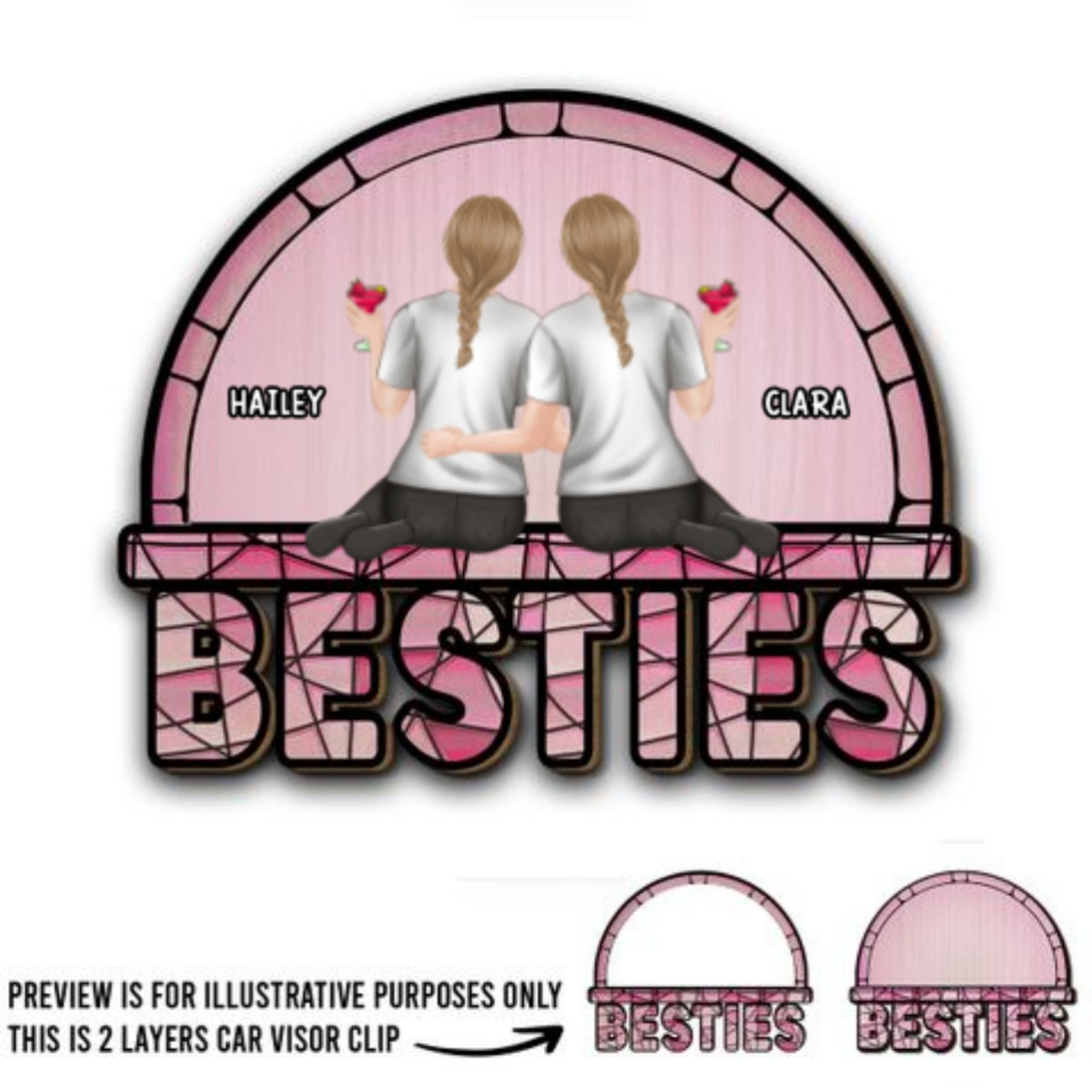 Besties - Personalized Car Visor Clip