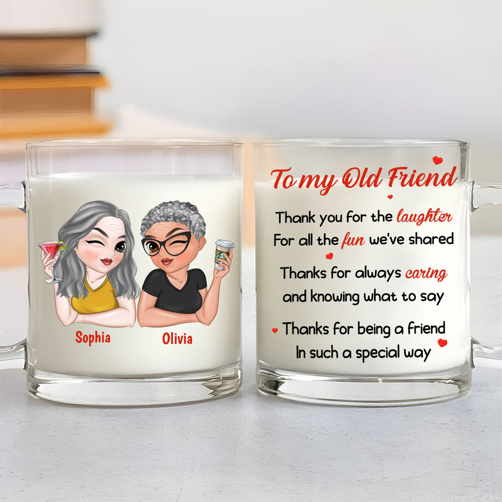 Custom Best Friend, Christmas & Birthday Friendship Keepsake Gift • To My Old Friend - Personalized Glass Mug