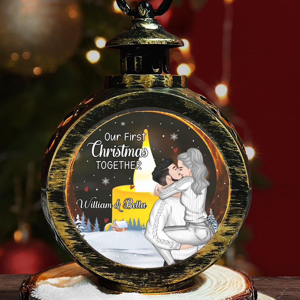Custom Couple Christmas Anniversary Gifts, Holiday Decor • First Year Together - Personalized Christmas Lantern