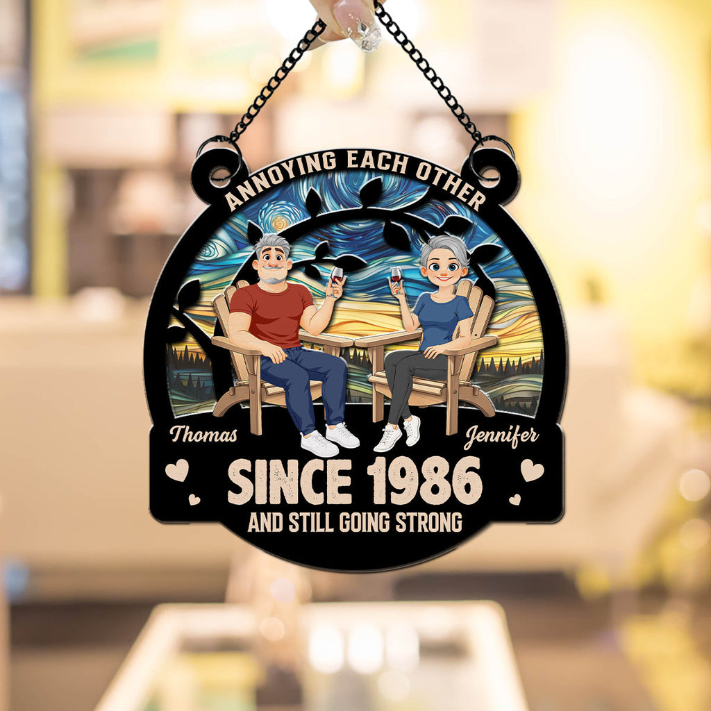 Custom Couple Hanging Decor, Anniversary Valentine's Day Gifts • Everlasting Love - Personalized Suncatcher