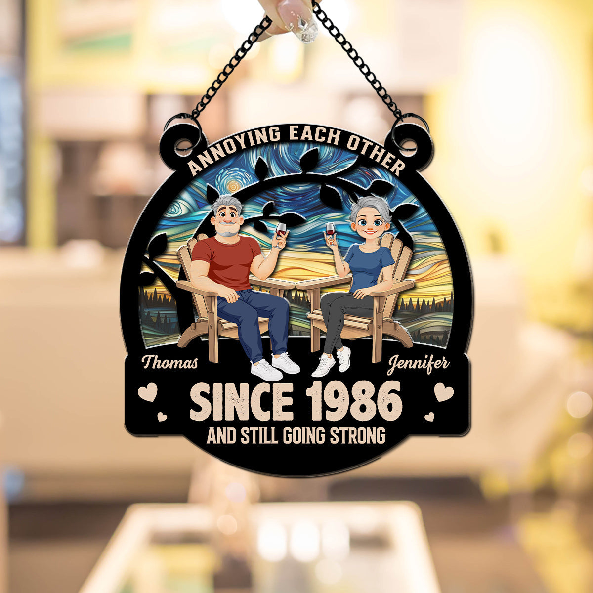 Custom Couple Hanging Decor, Anniversary Valentine's Day Gifts • Everlasting Love - Personalized Suncatcher