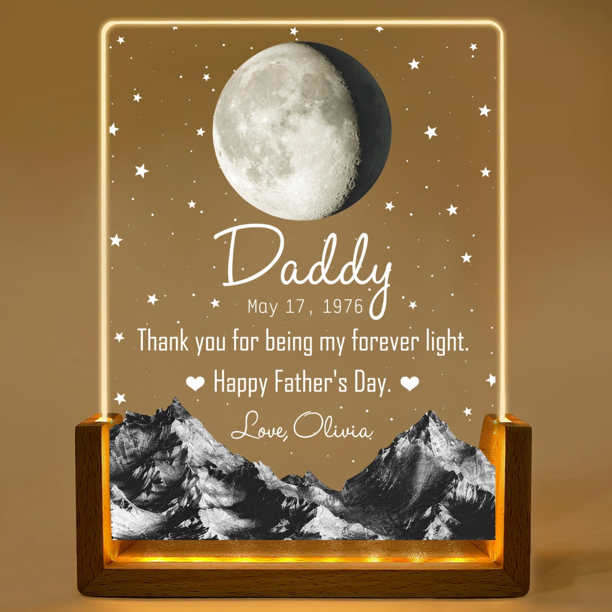 Custom Father's Day Gift for Dad Grandpa • For Being My Forever Light - Personalized Night Light
