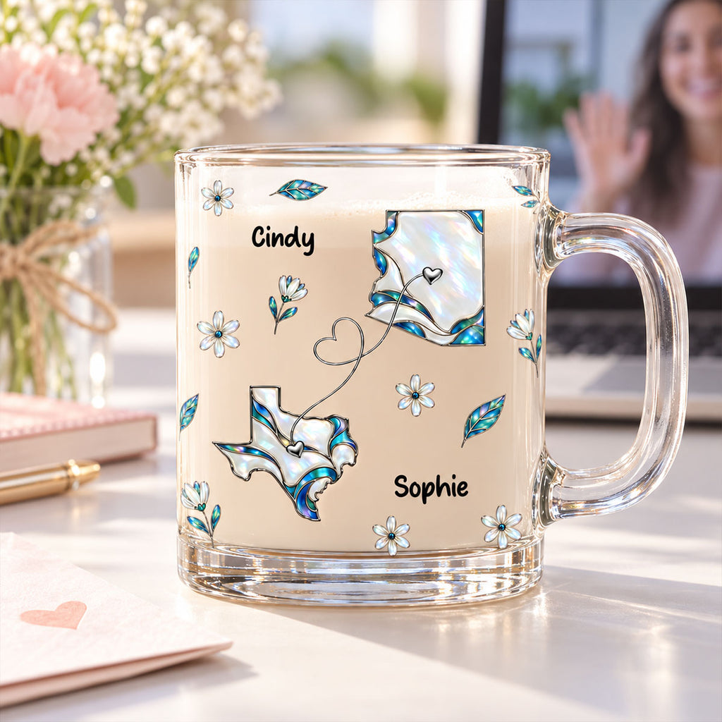 Custom Christmas & Birthday Gift for Brother & Sister • Side By Side Or Miles Apart - Personalized Glass Mug