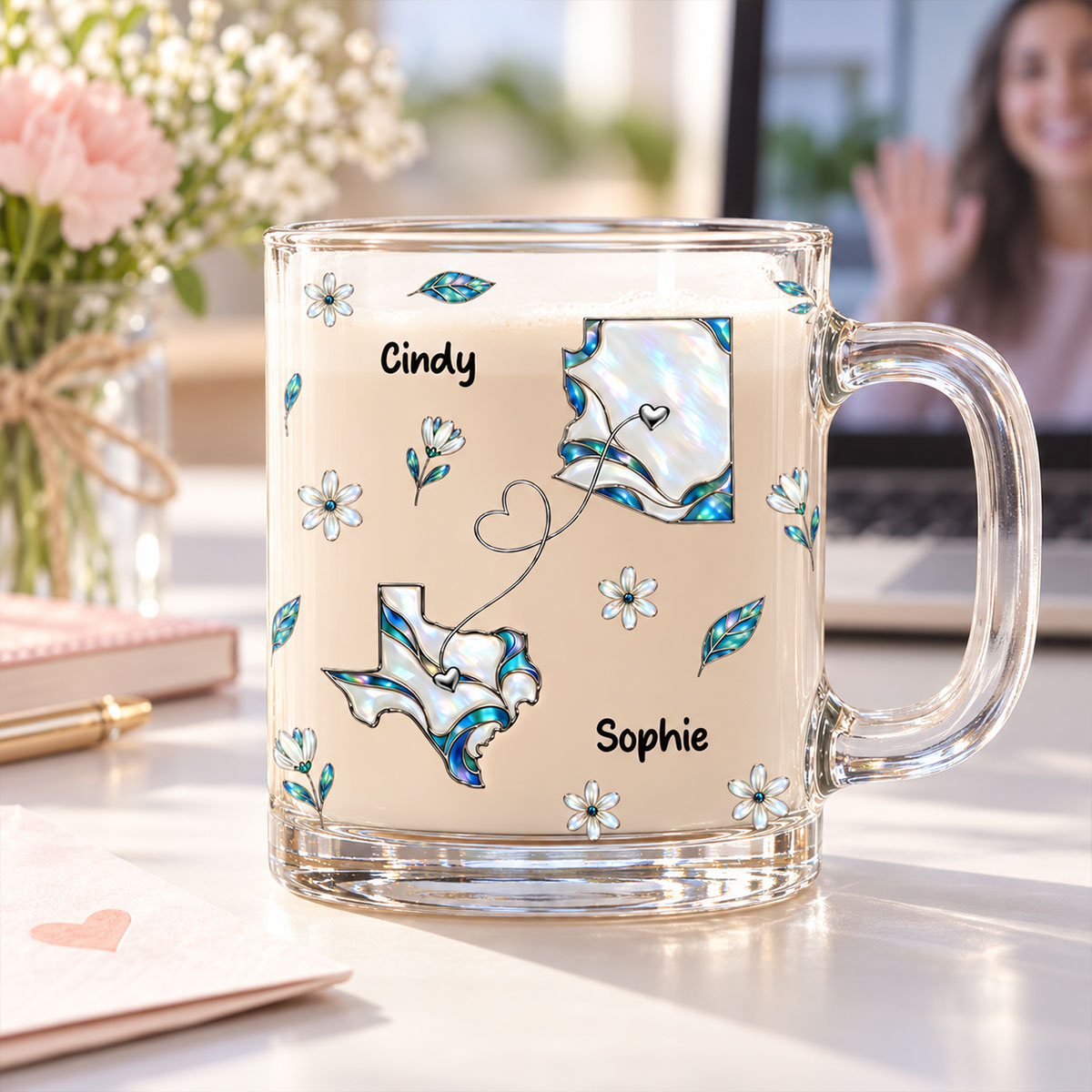 Custom Christmas & Birthday Gift for Brother & Sister • Side By Side Or Miles Apart - Personalized Glass Mug