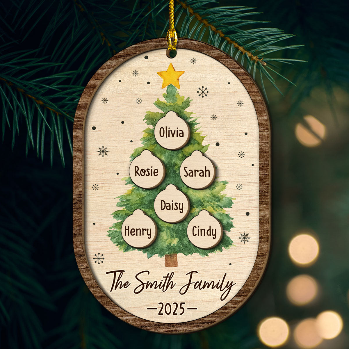 Custom Family Ornament, Christmas Gift for Family Members •  Home Is Where Roots Grow - Personalized 2-layered Wood Ornament