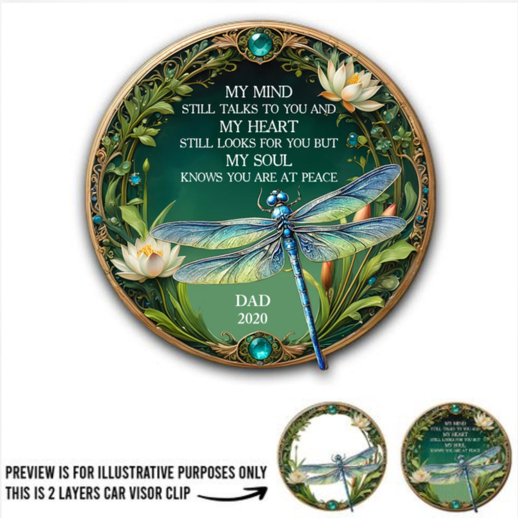My Mind My Heart My Soul Dragonfly - Personalized Car Visor Clip
