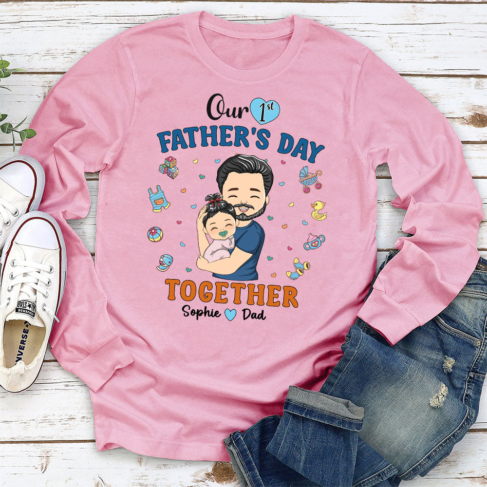 Custom First Father's Day, Christmas Gift for New Dad • 1st Fathers Day Together - Personalized Shirt