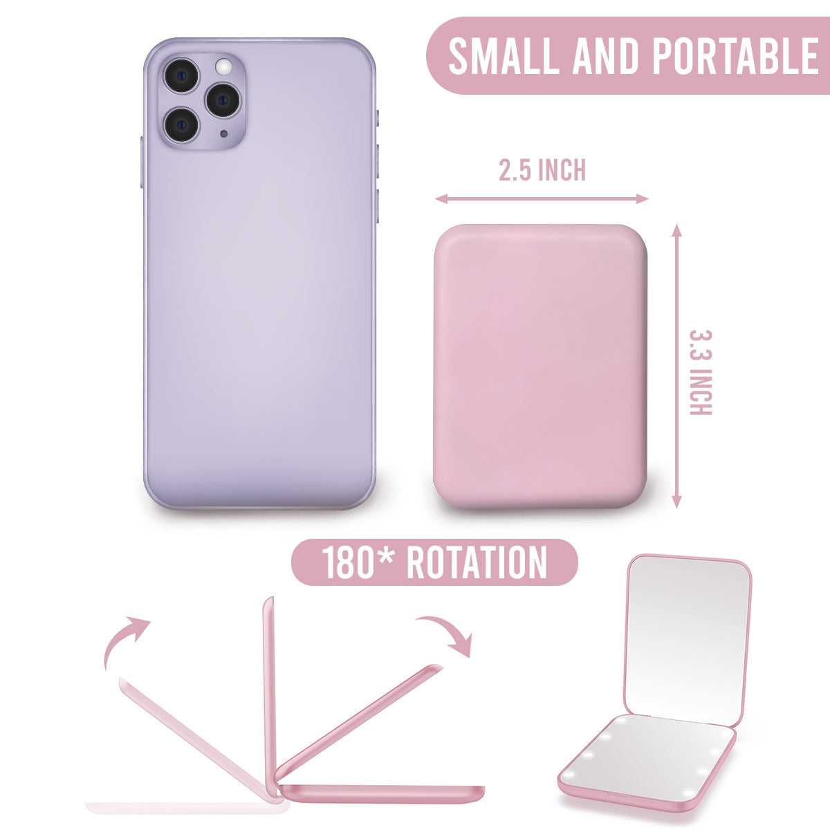Forever Linked Together - Personalized LED Pocket Mirror