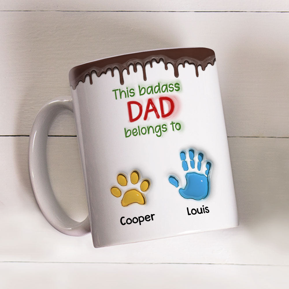 Custom Christmas & Birthday Keepsake Gift • This Awesome Dad Belongs To Us - Personalized 3D Inflated Effect Mug