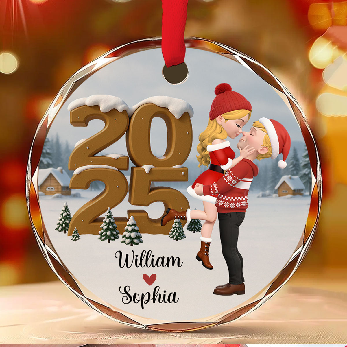 Custom Couple Christmas Ornament, Anniversary Gift •  As A Couple Now Onwards - Personalized 3D Effect Glass Ornament