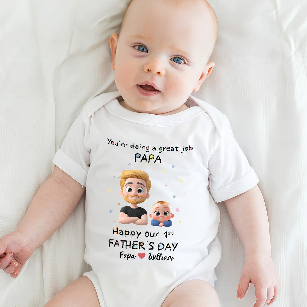 Daddy Doing A Great Job - Personalized Onesie