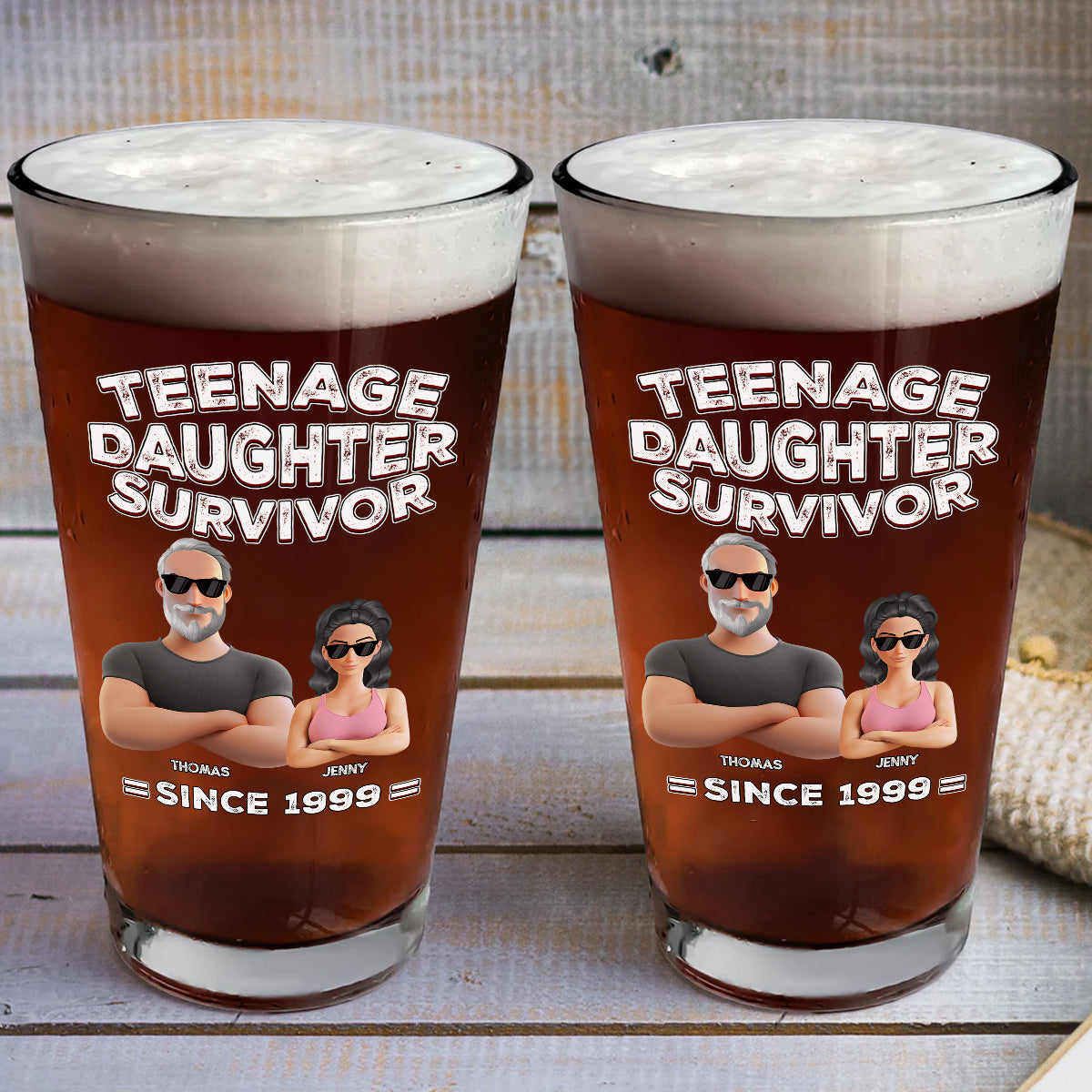 Teenage Daughter Survivor - Personalized Beer Glass
