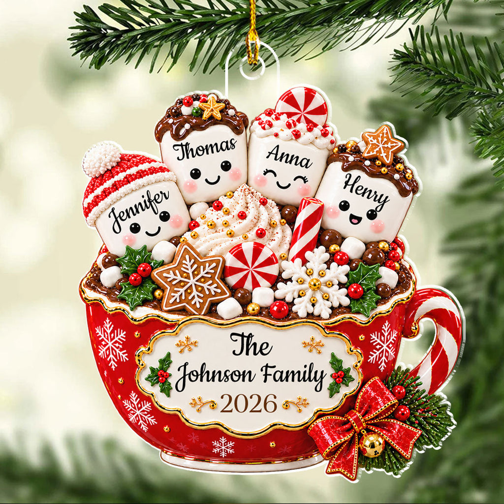 Custom Family Ornament, Christmas Gift for Family Members •  Cocoa Crew - Personalized Acrylic Ornament