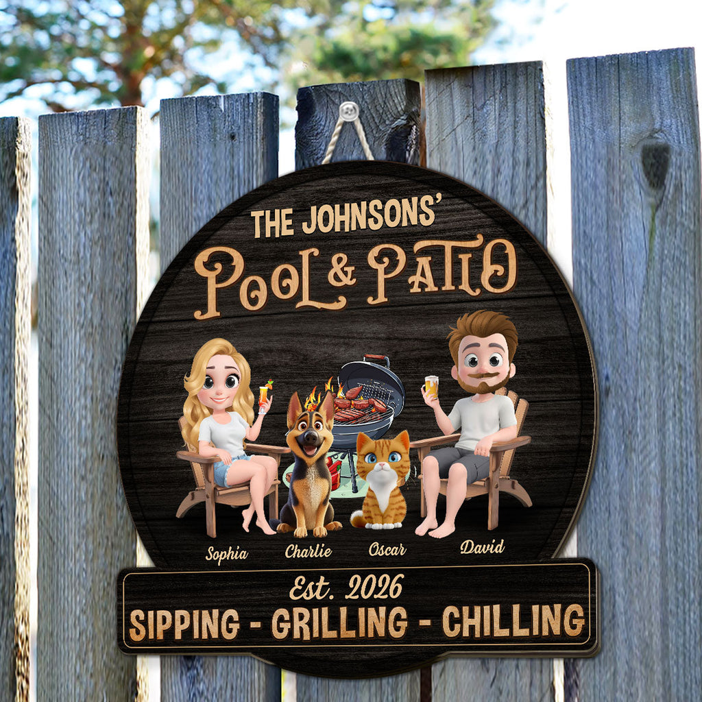 Custom Home & Wall Decor, Birthday & Christmas Gift • We At Pool And Patio With Pet - Personalized Wood Sign