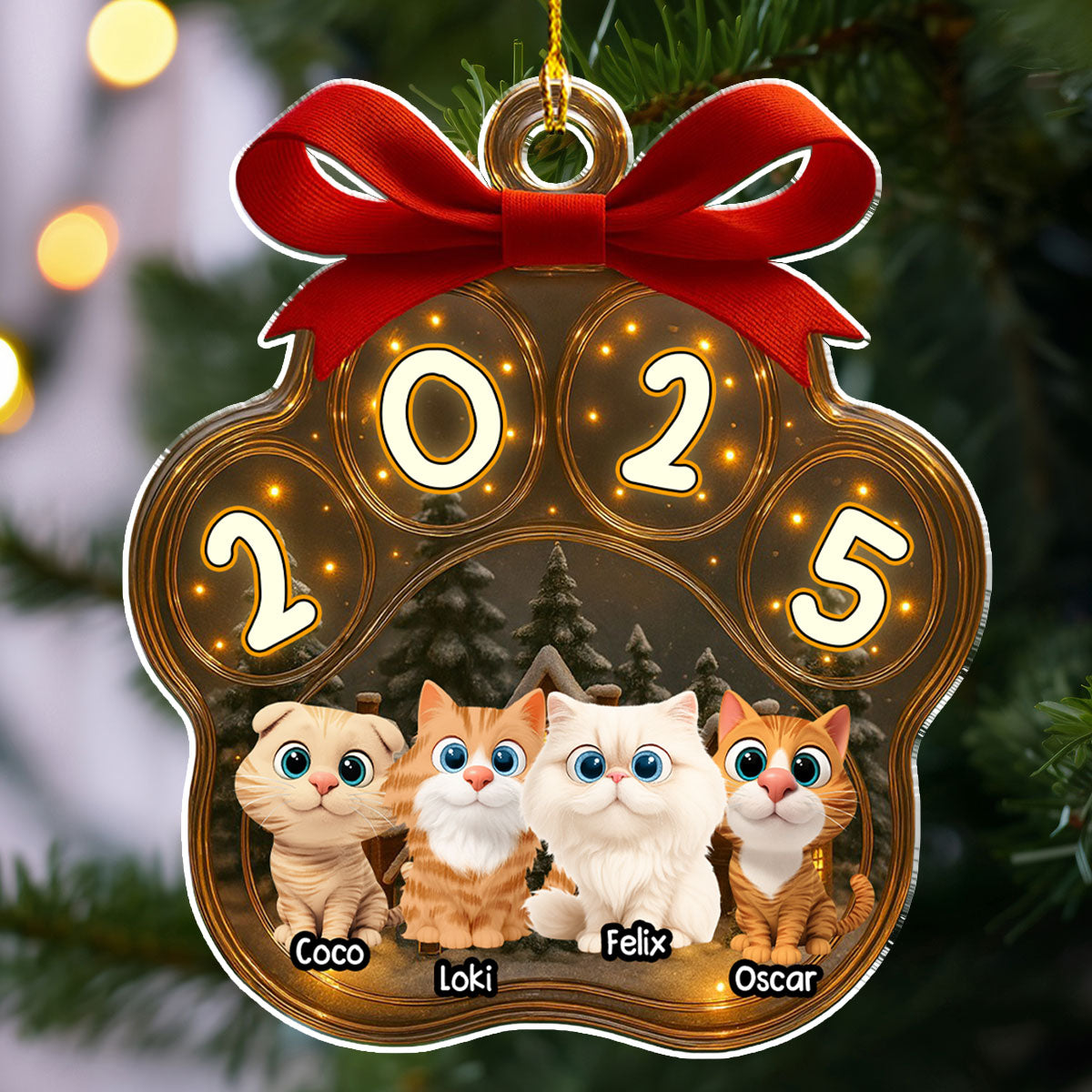Custom Keepsake Christmas Ornament •  Snow All Over Here Meow Ver - Personalized 3D Inflated Effect Acrylic Ornament