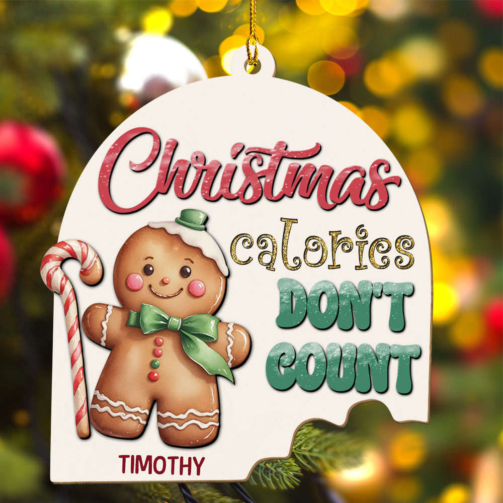 Custom Family Ornament, Christmas Gift for Family Members •  Christmas Calories - Personalized Wood Ornament