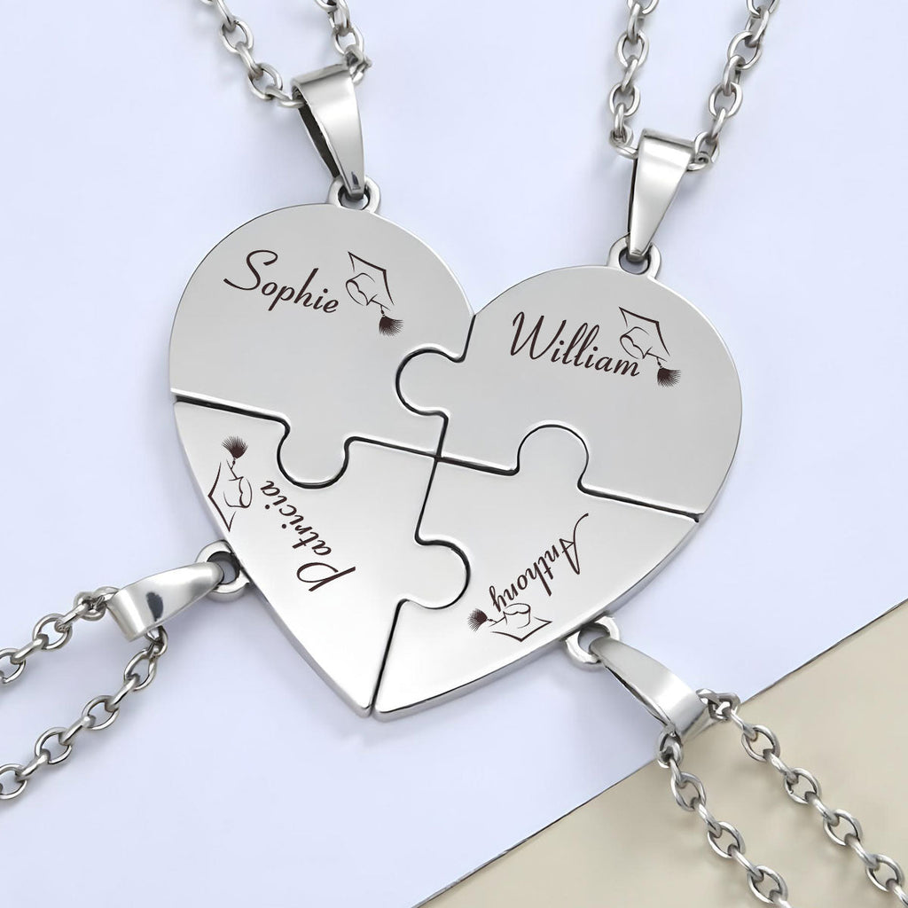 Happy Graduation - Personalized Heart Puzzle Necklace