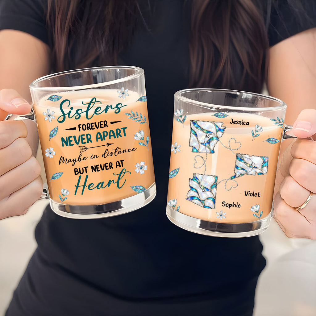 Custom Christmas & Birthday Gift for Brother & Sister • Side By Side Or Miles Apart - Personalized Glass Mug
