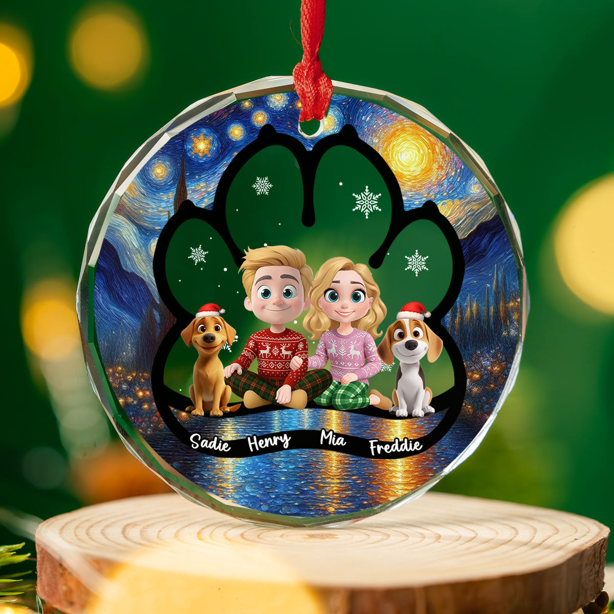 Custom Keepsake Christmas Ornament •  Here With Each Other - Personalized Glass Ornament