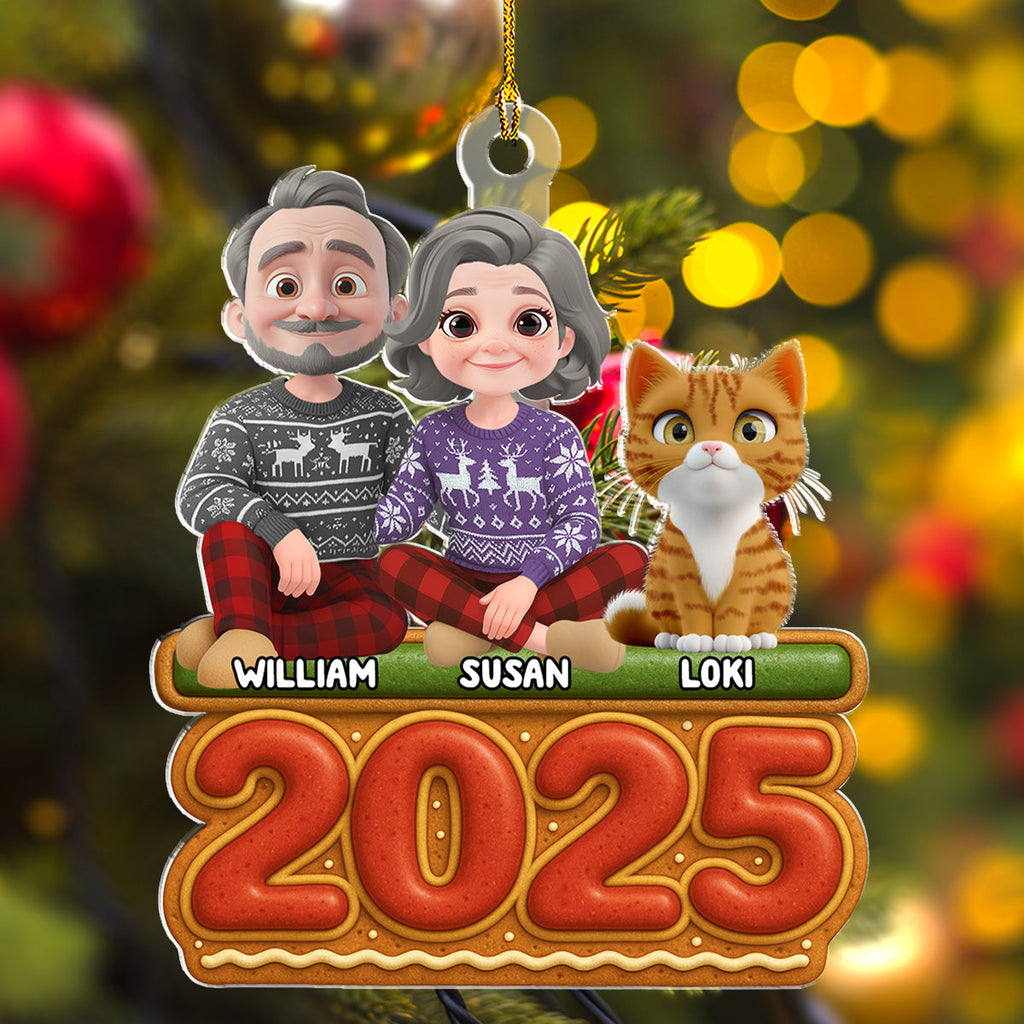 Custom Family Ornament, Christmas Gift for Family Members •  Our Family Cookies Cat Version - Personalized Acrylic Ornament