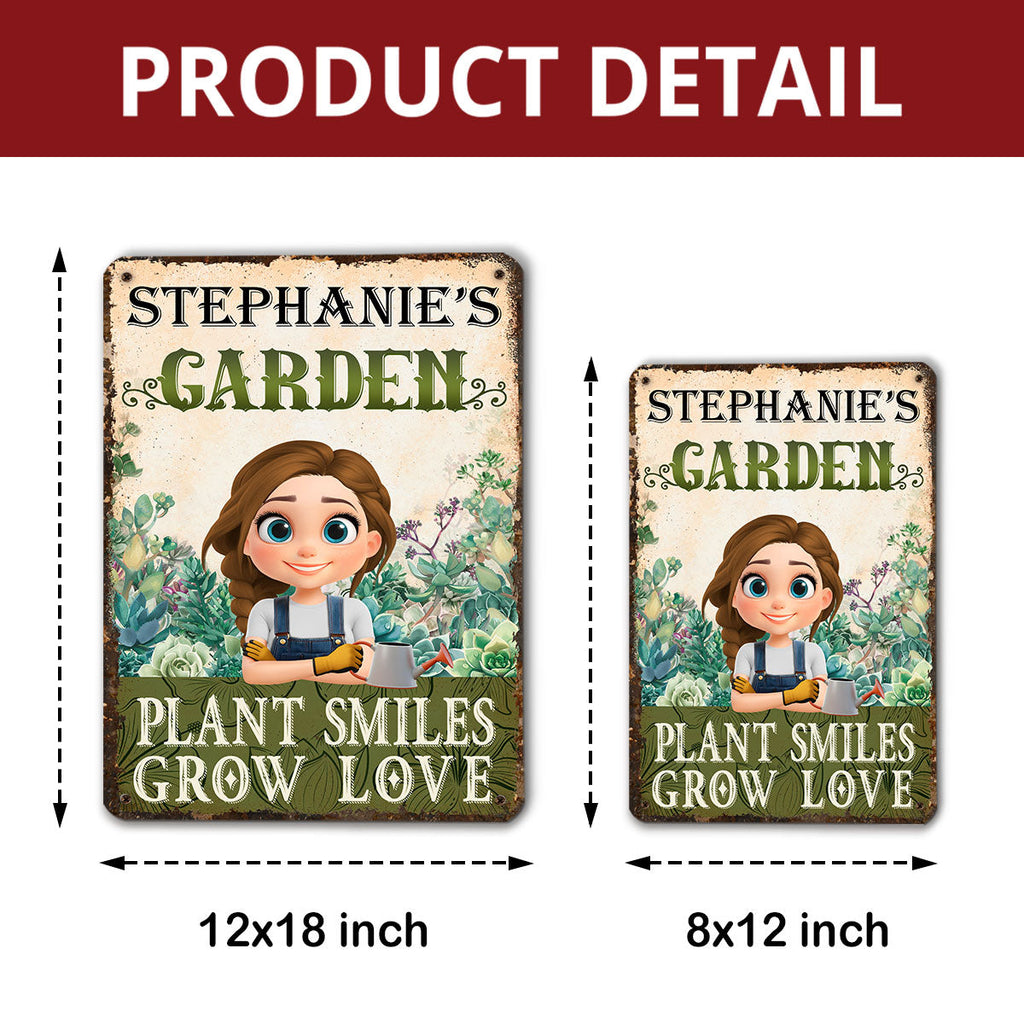 Custom Self-Care Garden Sign, Outdoor Lawn & Plant Decor • Grow Love - Personalized Metal Sign