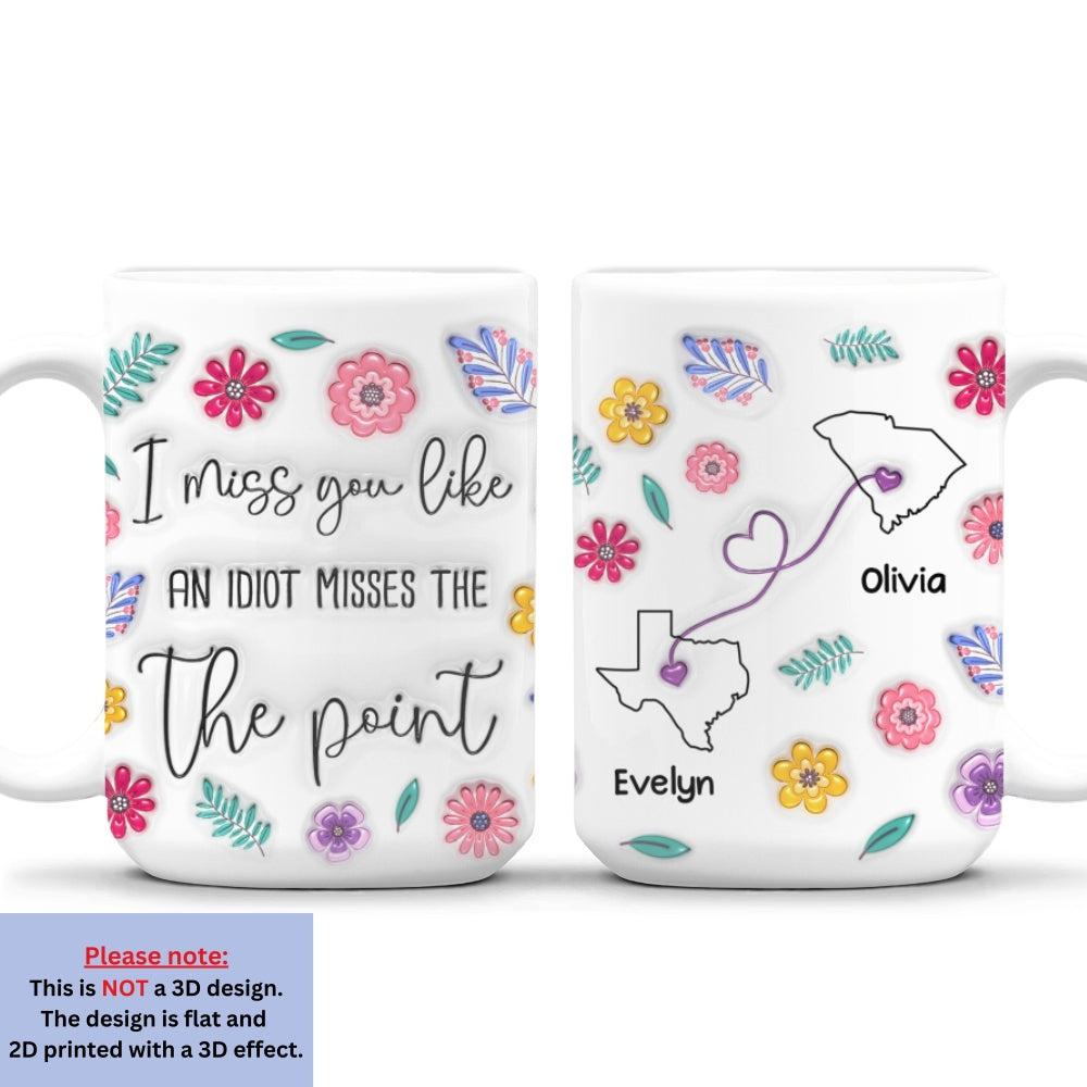 Custom Best Friend, Christmas & Birthday Friendship Keepsake Gift • Miss You - Personalized 3D Inflated Effect Mug