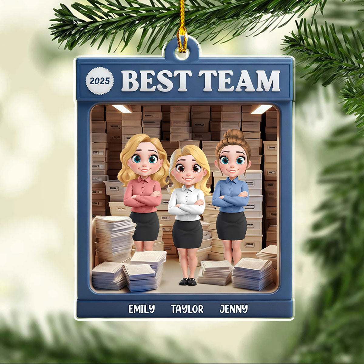 Custom Coworker Christmas Ornament, Team Appreciation Gift •  Partner In Office Crimes - Personalized Acrylic Ornament