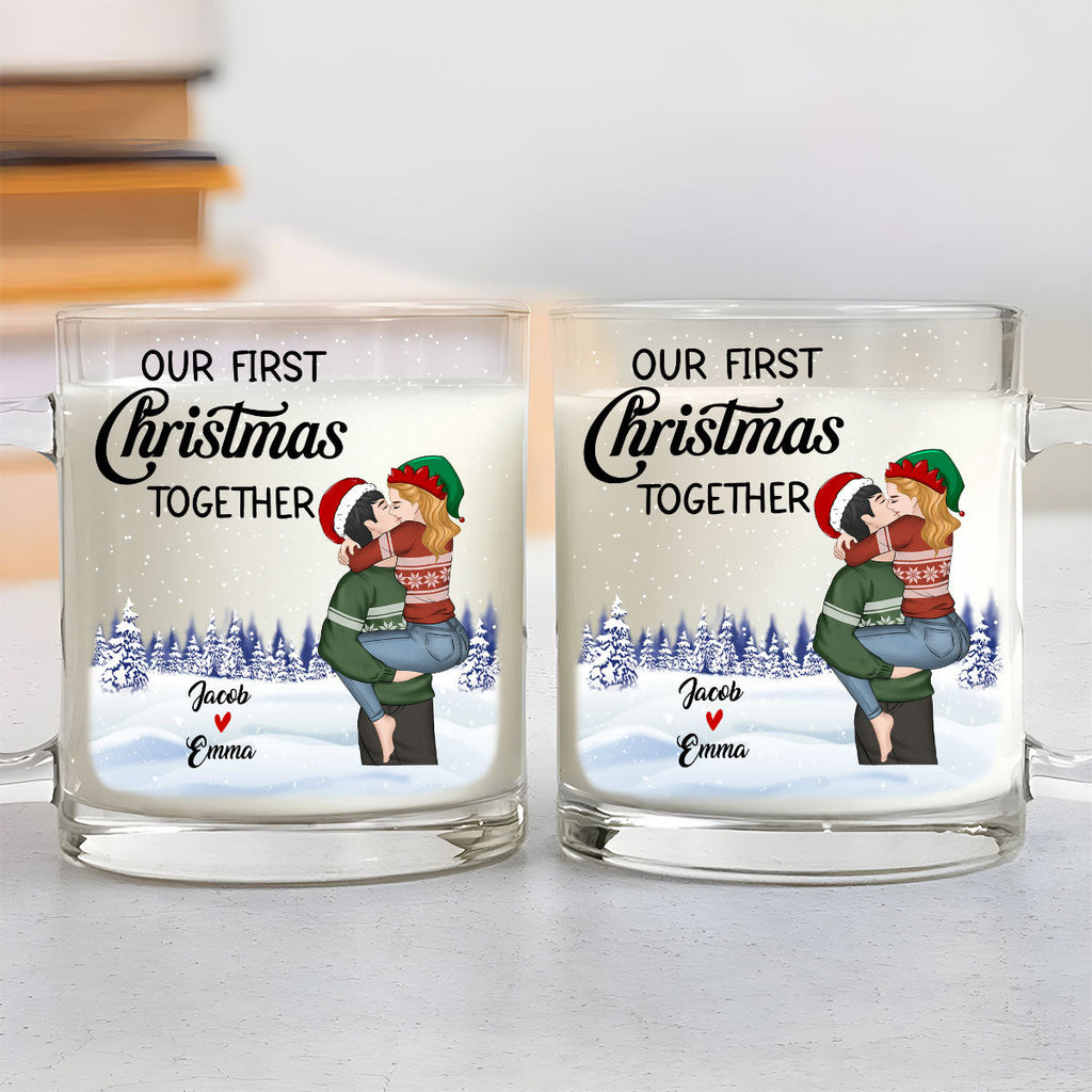 Custom Anniversary Keepsake Gifts For Couple • Our First Christmas - Personalized Glass Mug