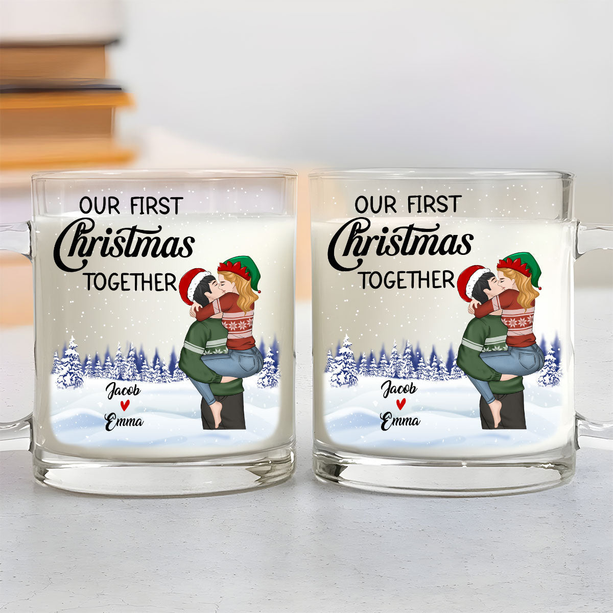 Custom Anniversary Keepsake Gifts For Couple • Our First Christmas - Personalized Glass Mug