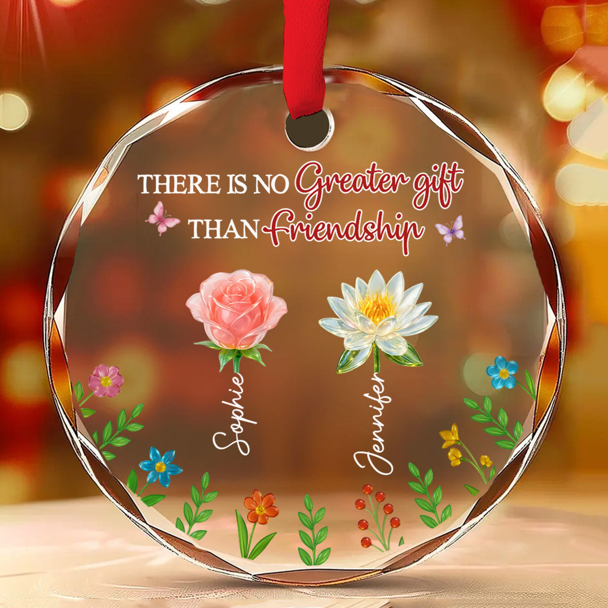 Custom Friendship Christmas Ornament, Best Friend Gift •  Greatest Friendship - Personalized Glass Ornament