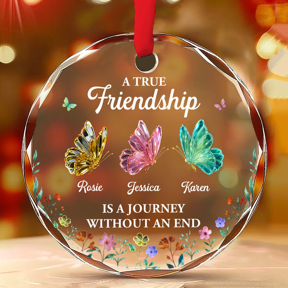 Custom Friendship Christmas Ornament, Best Friend Gift •  A Friendship Journey - Personalized Glass Ornament