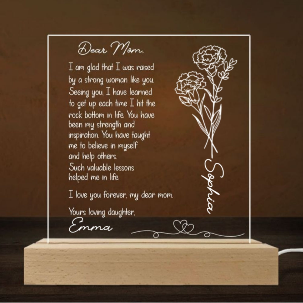 Custom Gift for Mom Grandma, Mother's Day Birthday • Hand Written Letter Gift For Mom - Personalized LED Light