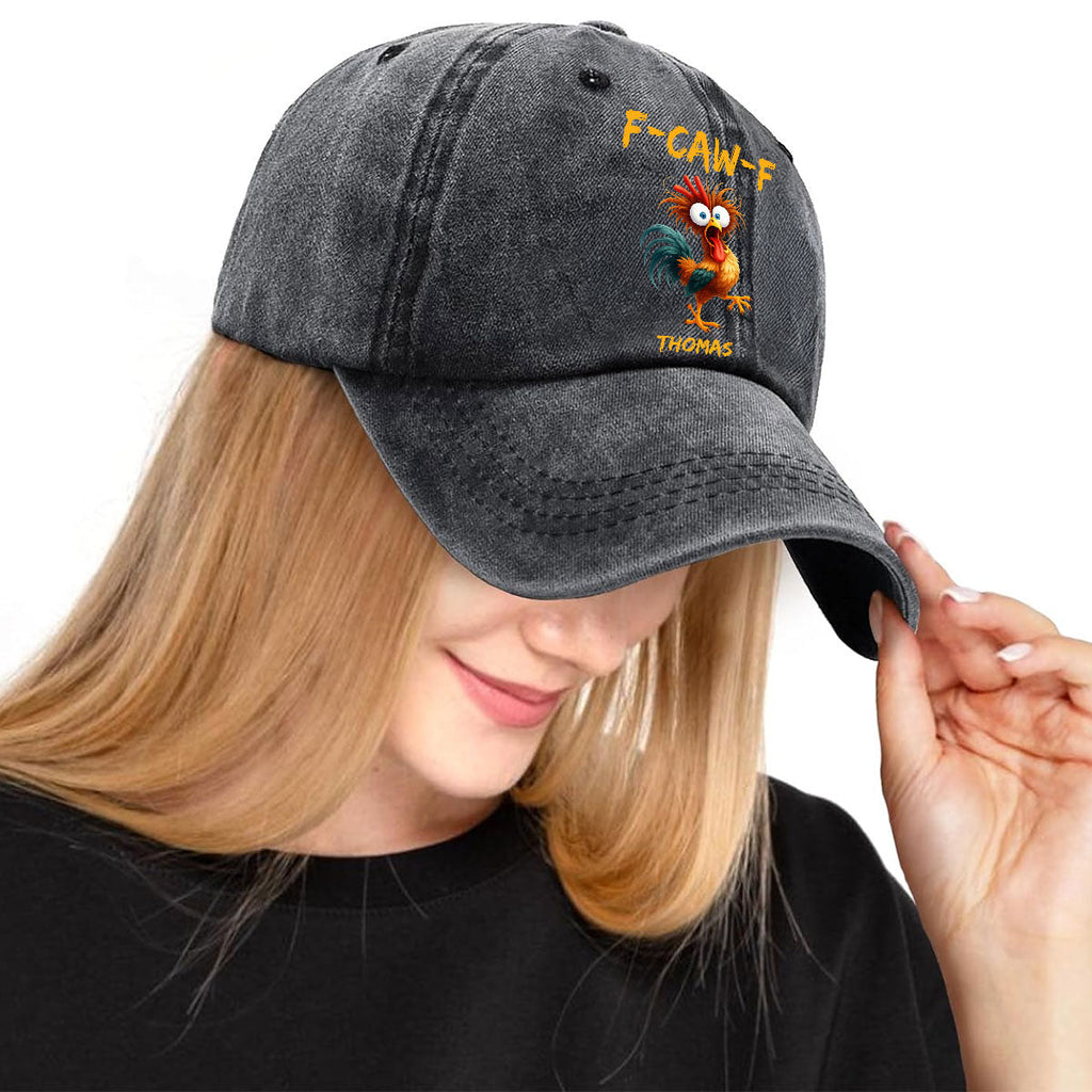 FCAWF Chicken Humor - Personalized Vintage Washed Denim Cap