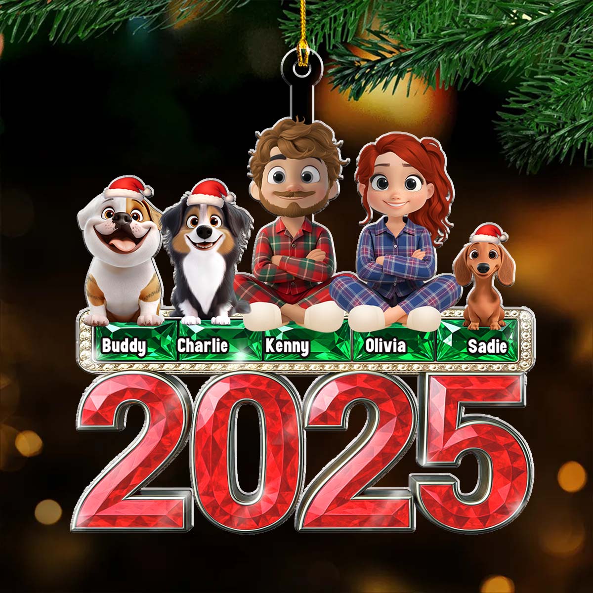 Custom Keepsake Christmas Ornament •  This Is Us And Our Dog - Personalized Acrylic Ornament