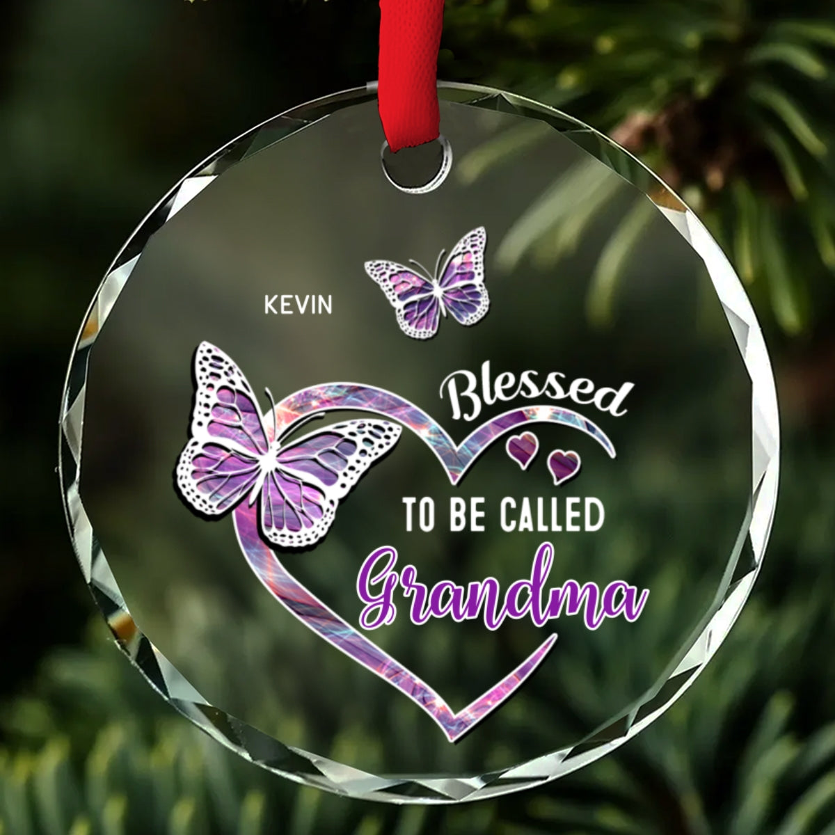 Custom Keepsake Christmas Ornament •  Blessed Mimi - Personalized Glass Ornament
