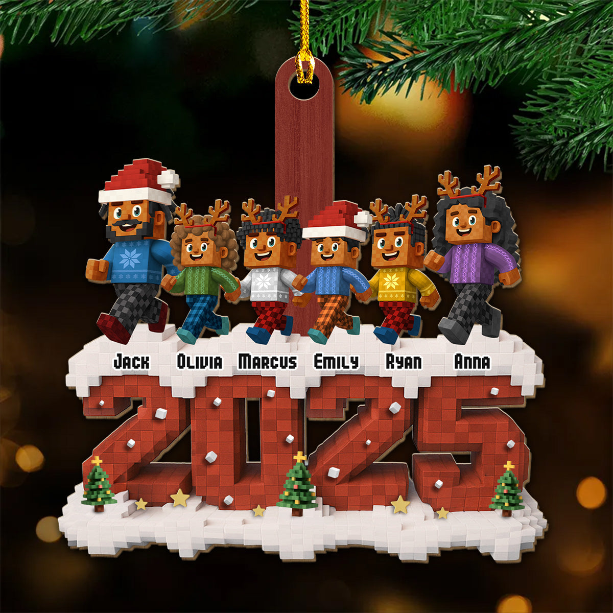 Custom Family Ornament, Christmas Gift for Family Members •  Our Family Square - Personalized Wood Ornament