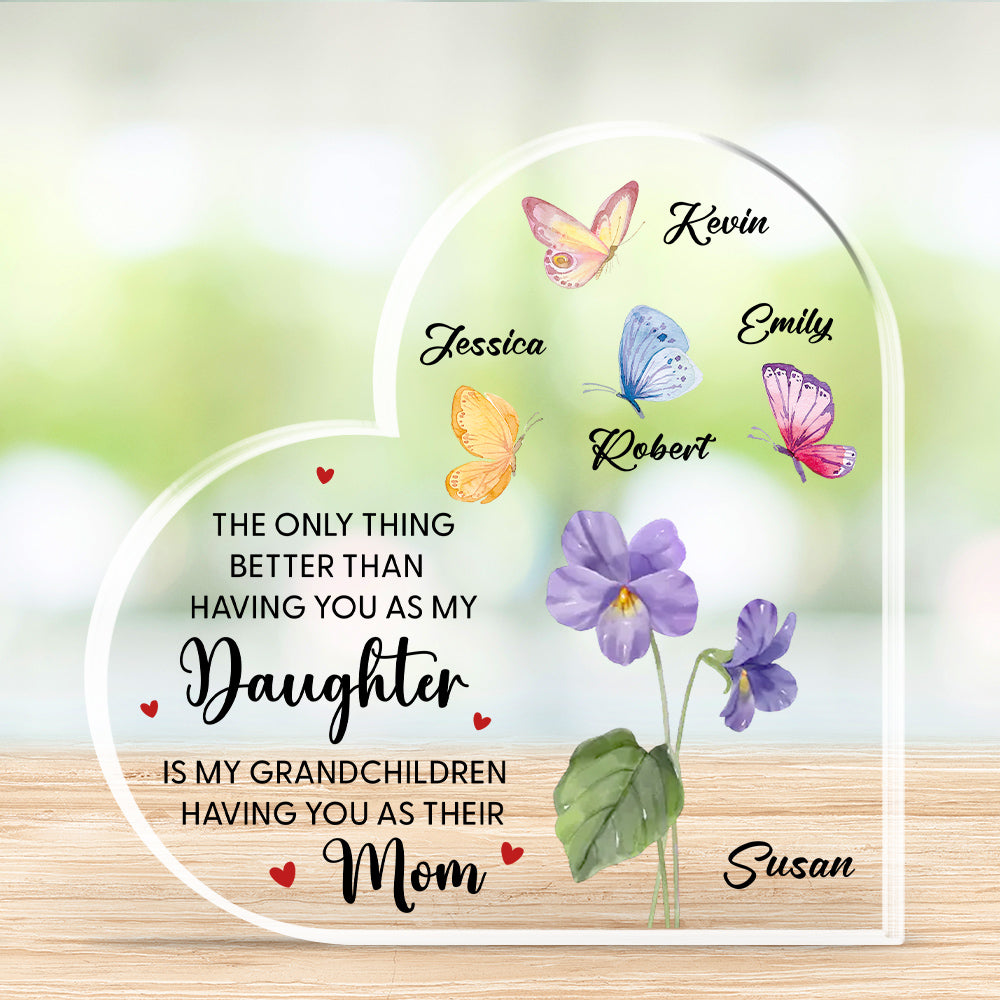 Custom Mother's Day Decor, Gift for Mom & Grandma • Having You As Mom - Personalized Acrylic Plaque