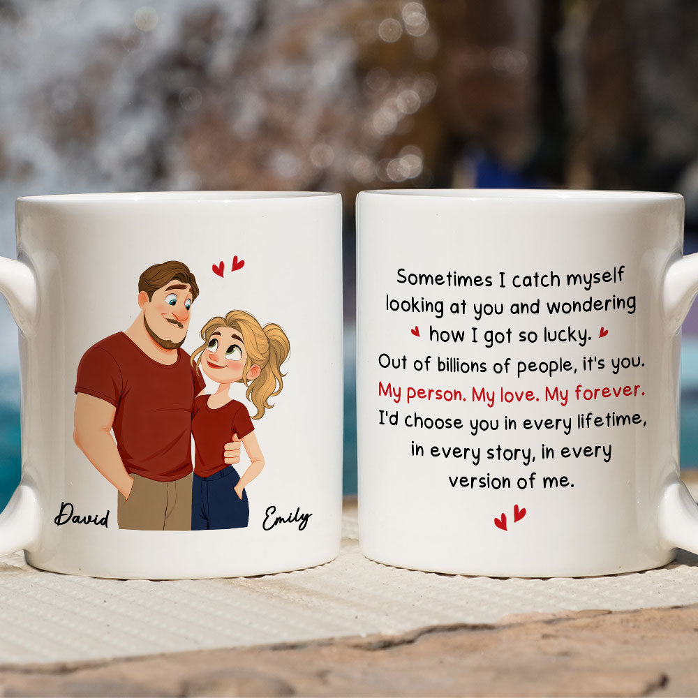 Custom Anniversary Keepsake Gifts For Couple • How Lucky I Am 2 - Personalized Coffee Mug
