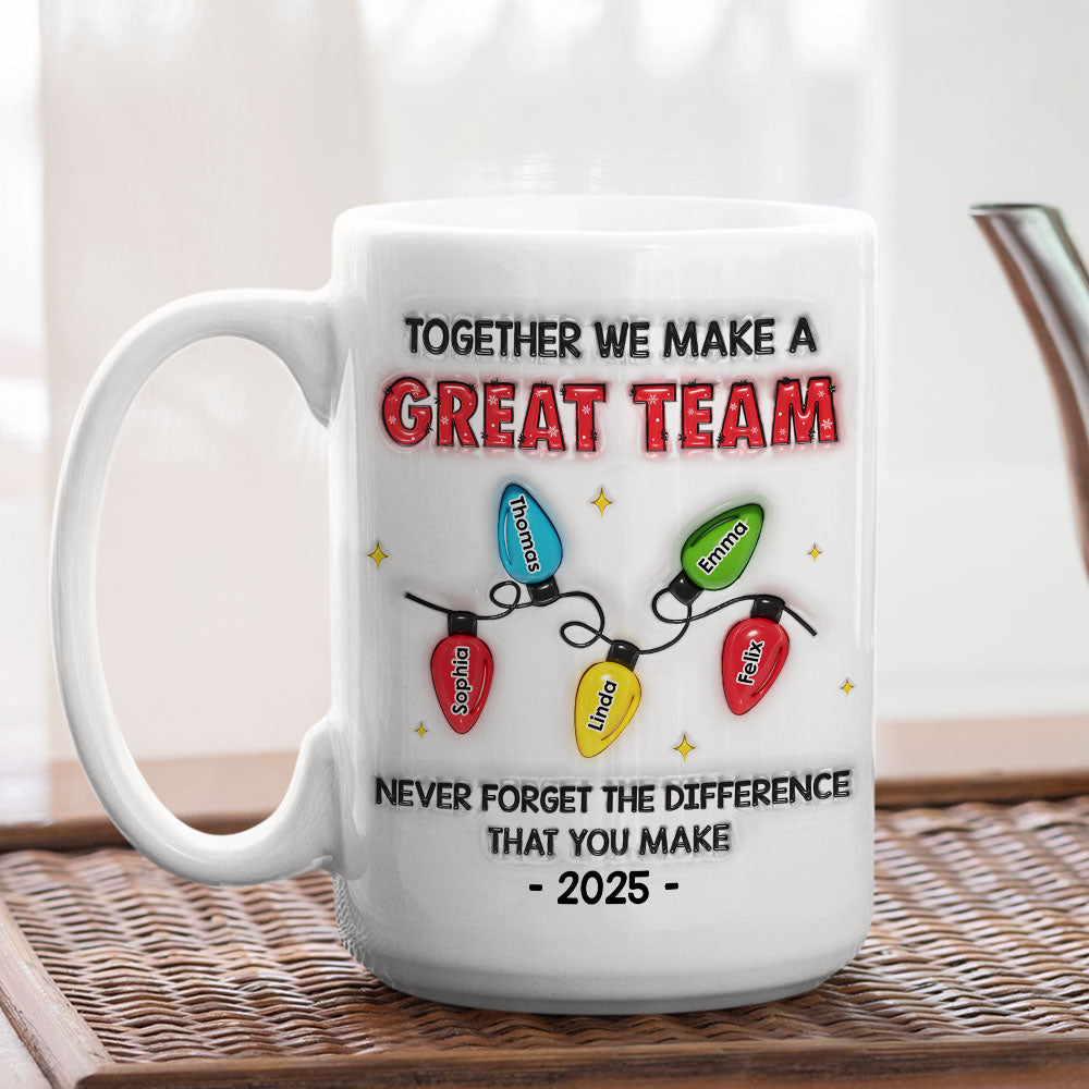 Custom Coworker, Christmas & Birthday Team Appreciation Gift • Together We Make The Difference - Personalized 3D Inflated Effect Mug